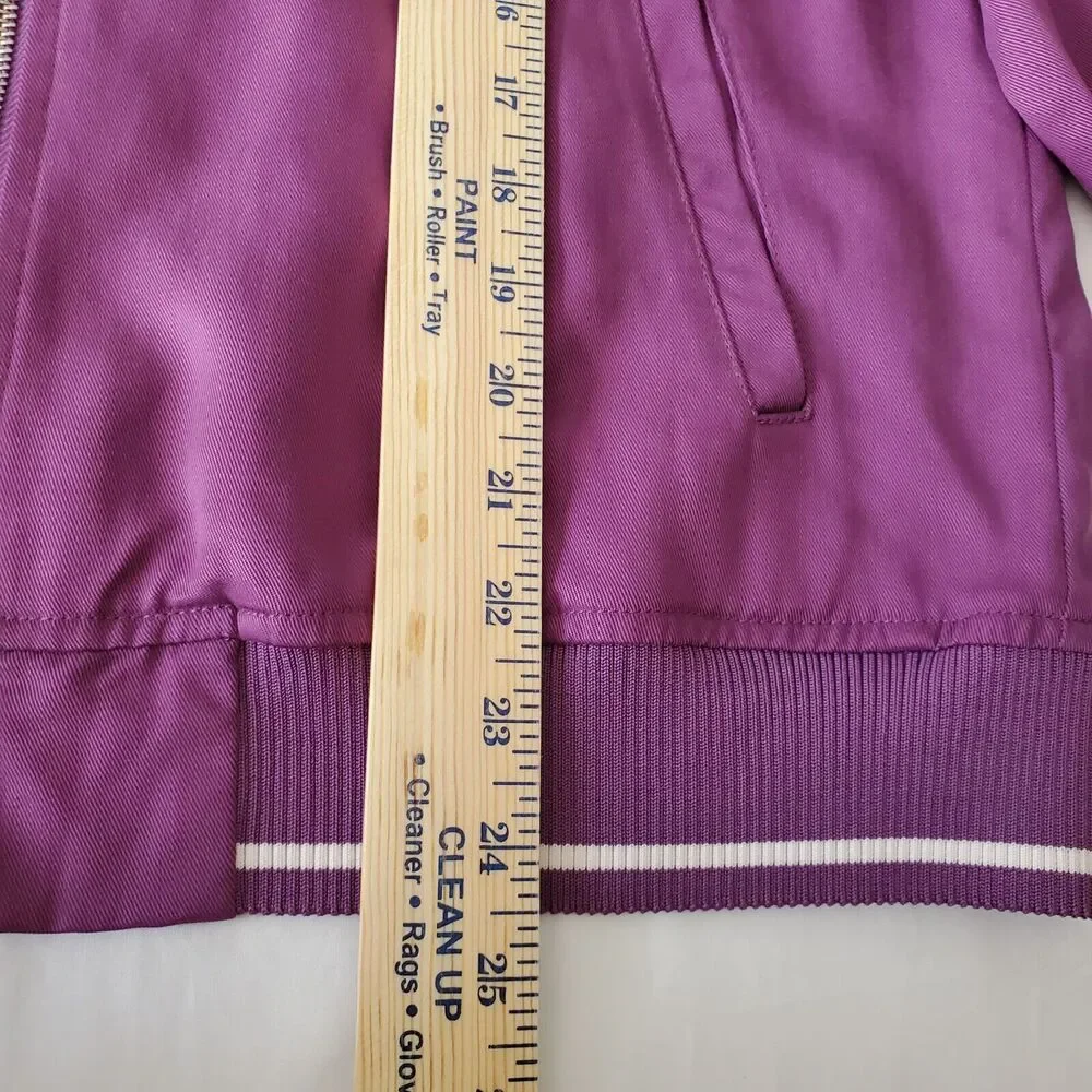Harlowe & Graham Women Purple Bomber Jacket M Classic Preppy Lightweight NEW